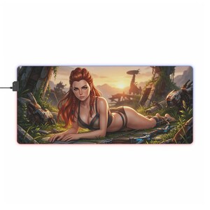 Aloy Desk Mat LED RGB, Horizon Mouse Pad, Gaming Desk Setup, Large Mousepad, RGB Desk Mat, Gift for Gamer image 4