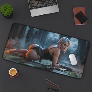 Ciri Mouse Pad, The Witcher Desk Mat, Gaming Mouse Pad, Large Mouse Pad, Gamer Desk Setup, Gift for Gamer