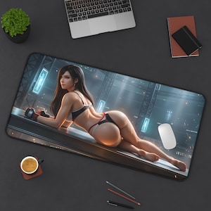 Tifa Lockhart-muismat, Final Fantasy-bureaumat, anime-gamingmuismat, grote muismat, gamerbureau-opstelling, cadeau voor gamer