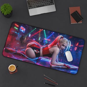 Harley Quinn Mouse Pad, DC Desk Mat, Gaming Mouse Pad, Large Mouse Pad, Gamer Desk Setup, Gift for Gamer