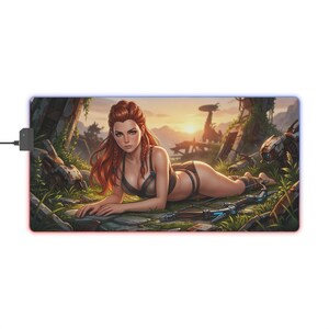 Aloy Desk Mat LED RGB, Horizon Mouse Pad, Gaming Desk Setup, Large Mousepad, RGB Desk Mat, Gift for Gamer image 2