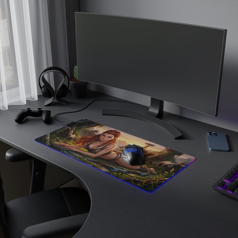 Aloy Desk Mat LED RGB, Horizon Mouse Pad, Gaming Desk Setup, Large Mousepad, RGB Desk Mat, Gift for Gamer image 8