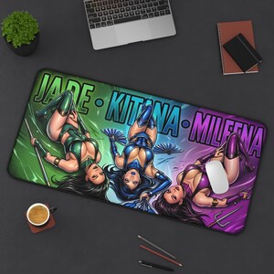 Alfombrilla de escritorio Kitana, alfombrilla de ratón Mortal Kombat, alfombrilla de ratón grande para juegos, alfombrilla de escritorio extendida, alfombrilla de escritorio para juegos de lucha, configuración para jugadores