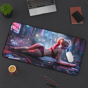 Harley Quinn Mouse Pad, DC Desk Mat, Gaming Mouse Pad, Large Mouse Pad, Gamer Desk Setup, Gift for Gamer