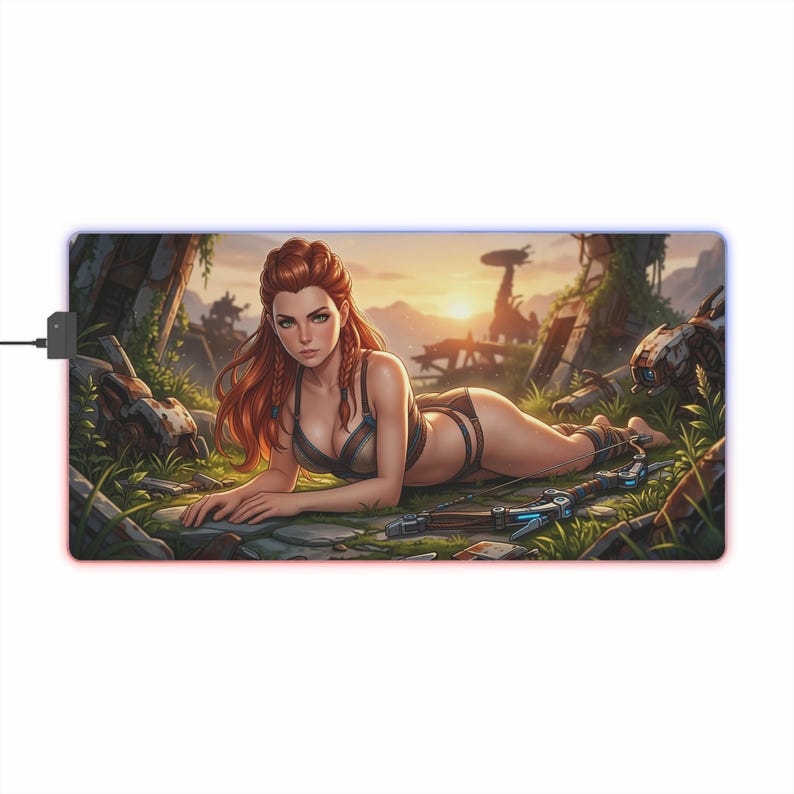 Aloy Desk Mat LED RGB, Horizon Mouse Pad, Gaming Desk Setup, Large Mousepad, RGB Desk Mat, Gift for Gamer image 3
