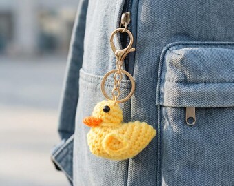 Duck Keychain Crochet Yellow Duck Bag Charm Purse Pendant Backpack Accessory