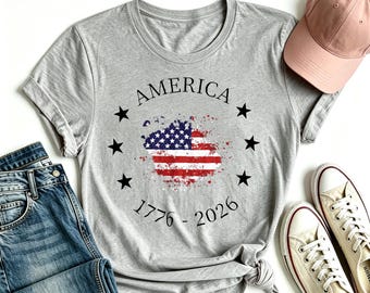 Floral American Flag Shirt, Patriotic Wildflower Tee, USA Flag Flower Shirt, Fourth of July Women's Shirt, America Pride T-Shirt