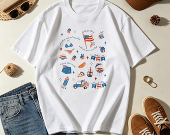 Camiseta con lindo dibujo patriótico liberal, camiseta retro de igualdad con dibujos animados del 4 de julio, camiseta divertida con dibujos animados patrióticos