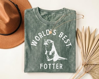 Camiseta vintage desgastada con estampado de nutria y juego de palabras para papá, la mejor nutria del mundo, divertida camiseta para el Día del Padre, regalo para papá amante de los animales.