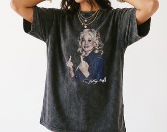 Camiseta retro de Dolly Parton con el dedo medio, camiseta vintage divertida y atrevida para fans, camiseta de música country de los 80.