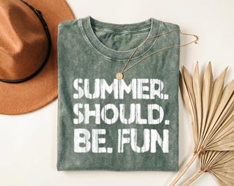 Camiseta gráfica "El verano debería ser divertido", camiseta retro de verano con mensaje, top informal para vacaciones en la playa para hombre y mujer.