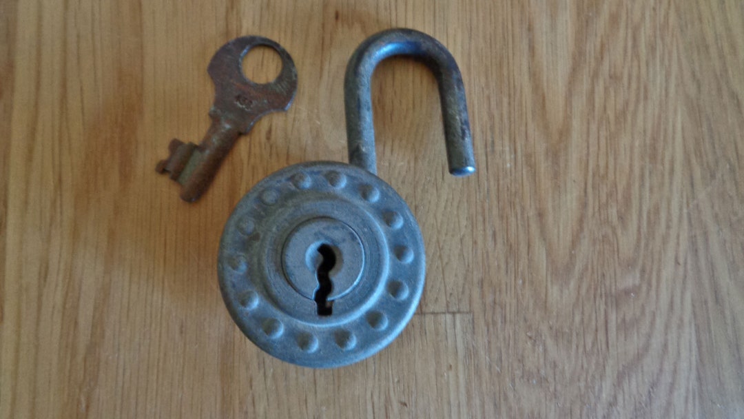 French Padlock With Key Vintage Working Lock Round Padlock Etsy
