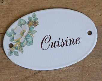 French enamel door plaque, cuisine sign for authentic French home decor