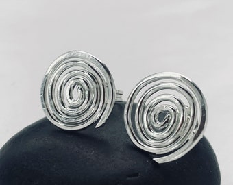 Recycled Sterling Silver Spiral Stud Earrings, Spiral stud earrings, stud earrings, spiral earrings, handmade spiral earrings, stud earrings