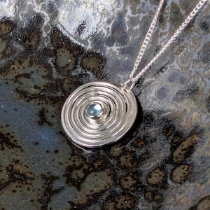 Recycled Sterling Silver Spiral Topaz Pendant. Made in my Workshop in Scotland Alba Cara Jewellery