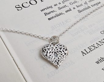 Recycled Sterling Silver Celtic Heart Pendant - Handmade in Scotland