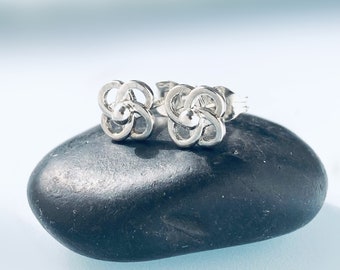 Recycled Sterling Silver Knotwork Stud Earrings, Knotwork stud earrings, stud earrings, earrings, handmade spiral earrings
