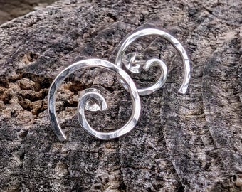 Recycled Sterling Silver Spiral Stud Earrings: Handmade in Scotland