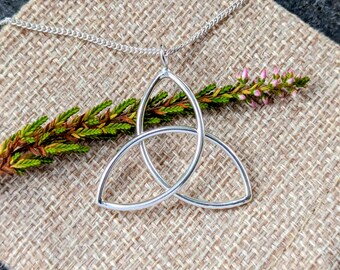 Recycled Sterling Silver Trinity Knot Pendant Necklace: Celtic Jewelry