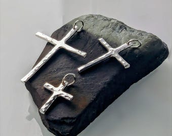 Handmade Hammered Sterling Silver Cross Pendant - Scottish Jewelry