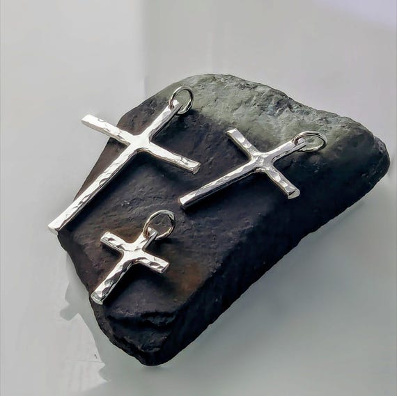 Handmade Hammered Sterling Silver Cross Pendant - Scottish Jewelry