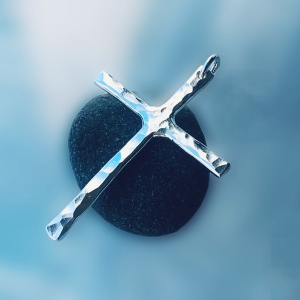 Handmade Hammered Cross Pendant - Alba Cara Jewellery
