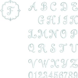 Embossed Monogram Embroidery Design, Elegant Letter Machine Embroidery Font, Script Monogram Alphabet, 1.5, 2, 2.5 Inch Sizes, DST PES JEF..