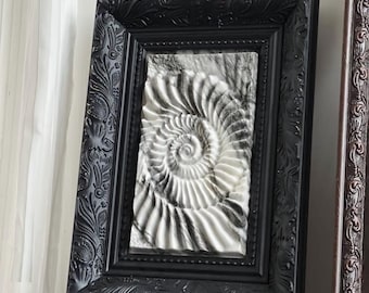 Creative Seashell Carving Decorative Painting of Natural White Marble, Home Wall Hanging Ornament, Gift