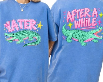 Latere gator png, after While Crocodile png, grappige alligator png, catch-zin png, schattige krokodil png, retro-gator png, alligator png-ontwerp