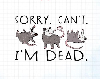 Przepraszam, czy nie mogę umrzeć? Opossum Png, zabawny projekt koszulki Possum Opossum, humorystyczny Png, czarny humor, mem motywacyjny o depresji