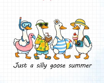 Po prostu głupia gęś lato PNG, Trendy gęsi PNG, Modne lato PNG, Wycieczka dla dziewczyn PNG, Atmosfera plaży PNG, Zabawna gęś, Urocza rodzina retro gęsi