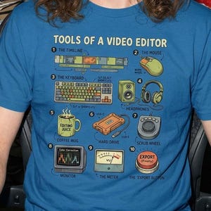 T-shirt för videoredigerare, kreativ postproduktionströja, grafisk topp för filmskapare, studentkläder för film, present till innehållsskapare för YouTube