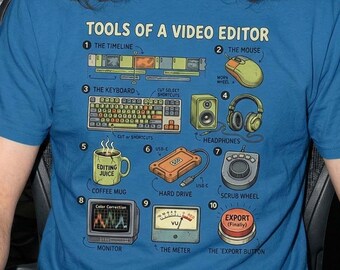 Tools Of A Video Editor T-Shirt, Creative Post Production Tee, Filmmaker Graphic Top, Cinema Student Apparel, Youtube Content Creator Gift