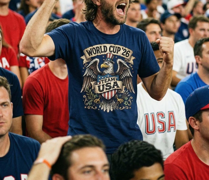 Team USA 2026 World Cup T-Shirt, United States Fan Soccer Tee, USMNT Football Gear, America Patriotic Top, Supporter Gift for Him & Her image 2