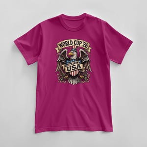 Team USA 2026 World Cup T-Shirt, United States Fan Soccer Tee, USMNT Football Gear, America Patriotic Top, Supporter Gift for Him & Her Antique Heliconia