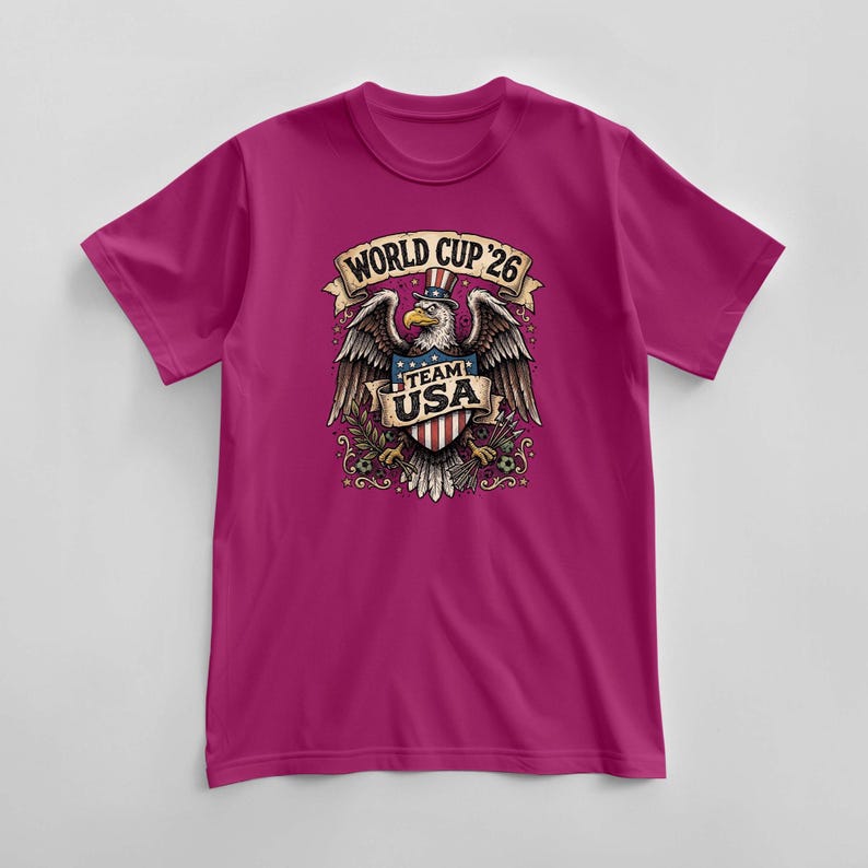 Team USA 2026 World Cup T-Shirt, United States Fan Soccer Tee, USMNT Football Gear, America Patriotic Top, Supporter Gift for Him & Her Antique Heliconia