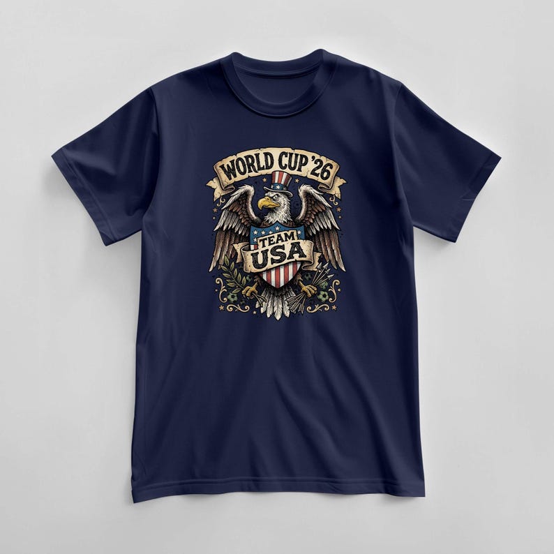 Team USA 2026 World Cup T-Shirt, United States Fan Soccer Tee, USMNT Football Gear, America Patriotic Top, Supporter Gift for Him & Her Navy