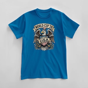 Team USA 2026 World Cup T-Shirt, United States Fan Soccer Tee, USMNT Football Gear, America Patriotic Top, Supporter Gift for Him & Her Sapphire
