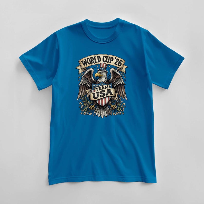 Team USA 2026 World Cup T-Shirt, United States Fan Soccer Tee, USMNT Football Gear, America Patriotic Top, Supporter Gift for Him & Her Sapphire