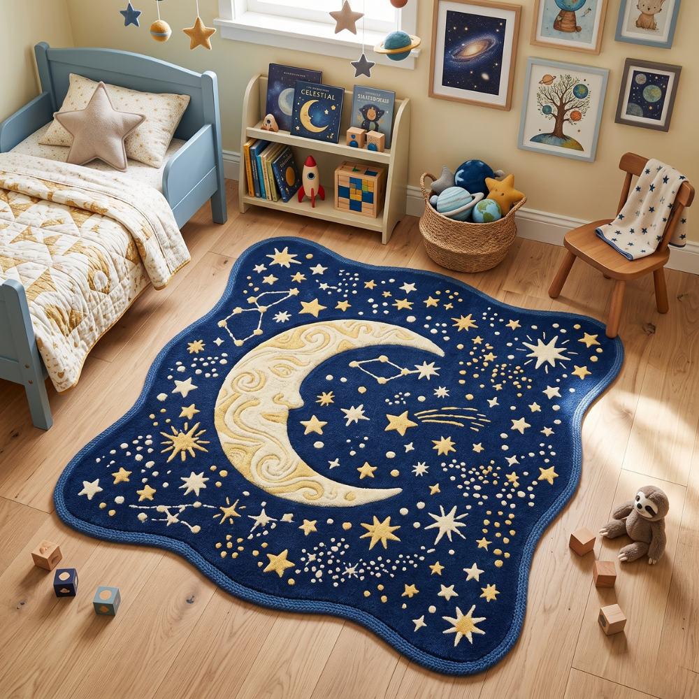 【レア】USA製 vintage ラグマット 天体柄 太陽 月 星　タペストリー 90s Celestial Rug - Etsy