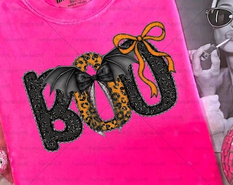 Spooky Coquette Halloween PNG, Leopard Bat Wings, Lace Bow Design (Instant Download)