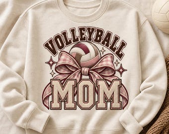 Volleyball Mom PNG, Coquette Bow Varsity Sublimation Design, Game Day Sports Mama Digital Download