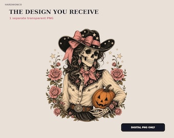 Pink Cowgirl Skeleton Halloween Shirt Design, Western Spooky PNG (Digital Download)