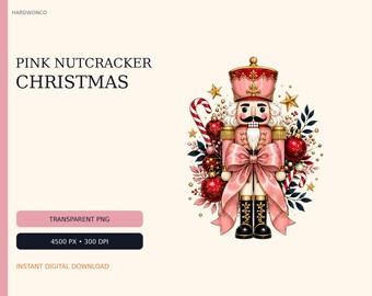 Pink Coquette Nutcracker Christmas PNG, Sublimation Design (Digital Download)