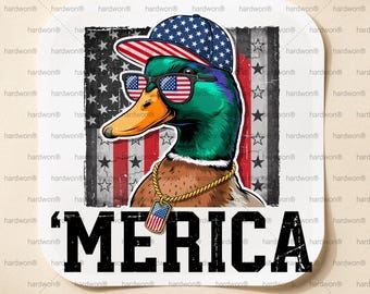 Patriotic Duck PNG, Funny USA Flag Mallard Sublimation Design (Digital Download)