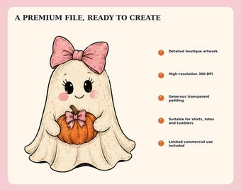 Coquette Halloween Ghost PNG, Pink Spooky Sublimation Design, Shirt Tumbler Art (Digital Download)
