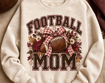 Football Mom Coquette Bow Design, Vintage Game Day Floral (Digital Download)