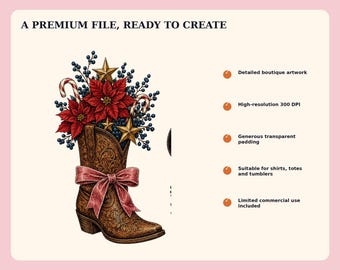 Western Christmas Cowboy Boot Hat PNG Bundle (Digital Download)