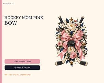 Hockey Mom Pink Bow Puck Design, Floral Game Day Shirt (Digital Download)