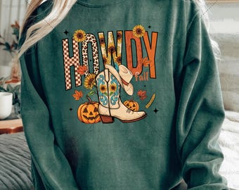 Western Cowboy Boot Pumpkin PNG, Retro Boho Fall Sublimation Design (Digital Download)